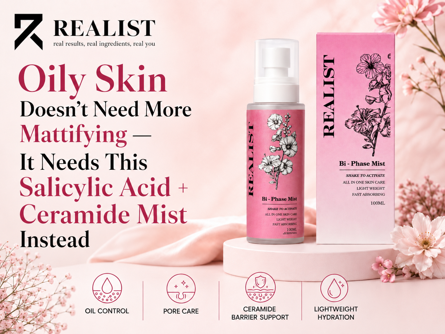 Oily Skin Doesn't Need More Mattifying — It Needs This Salicylic Acid + Ceramide Mist Instead